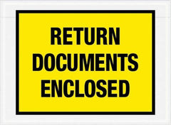 Value Collection - 1,000 Piece, 7-1/2" Long x 5-1/2" Wide, Packing List Envelope - Return Documents Enclosed, Yellow - Exact Tool & Supply