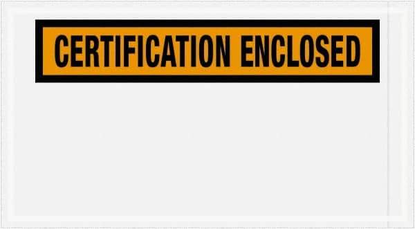 Value Collection - 1,000 Piece, 5-1/2" Long x 10" Wide, Packing List Envelope - Certification Enclosed, Orange - Exact Tool & Supply