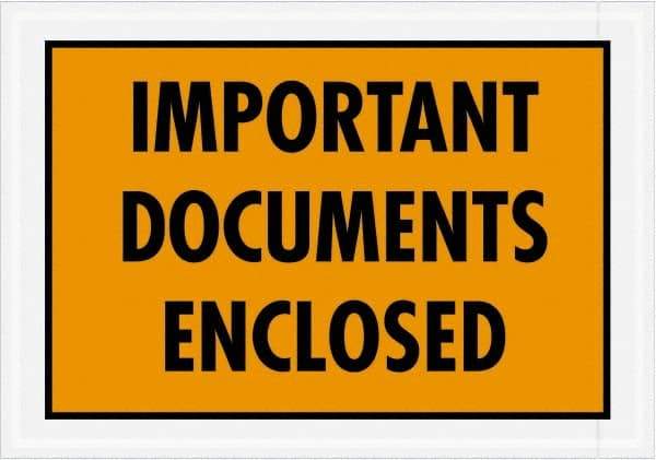 Value Collection - 1,000 Piece, 5-1/4" Long x 7-1/2" Wide, Packing List Envelope - Documents Enclosed, Orange - Exact Tool & Supply