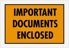Value Collection - 1,000 Piece, 5-1/4" Long x 7-1/2" Wide, Packing List Envelope - Documents Enclosed, Orange - Exact Tool & Supply