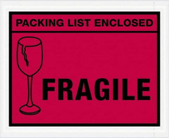 Value Collection - 1,000 Piece, 4-1/2" Long x 5-1/2" Wide, Packing List Envelope - Packing List Enclosed - Fragile, Red - Exact Tool & Supply