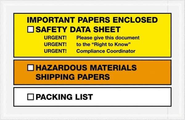 Value Collection - 1,000 Piece, 6-1/2" Long x 10" Wide, Packing List Envelope - Important Papers Enclosed, Yellow/Orange - Exact Tool & Supply