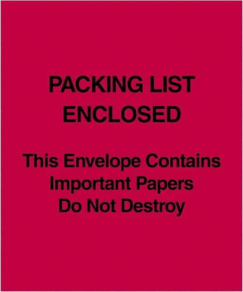 Value Collection - 1,000 Piece, 5" Long x 6" Wide, Packing List Envelope - Packing List Enclosed, Red - Exact Tool & Supply