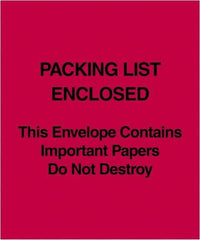Value Collection - 1,000 Piece, 5" Long x 6" Wide, Packing List Envelope - Packing List Enclosed, Red - Exact Tool & Supply