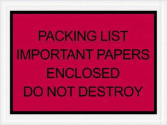 Value Collection - 1,000 Piece, 4-1/2" Long x 6" Wide, Packing List Envelope - Important Papers Enclosed, Red - Exact Tool & Supply