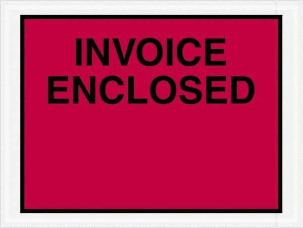 Value Collection - 1,000 Piece, 4-1/2" Long x 6" Wide, Packing List Envelope - Invoice Enclosed, Red - Exact Tool & Supply