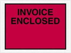 Value Collection - 1,000 Piece, 4-1/2" Long x 6" Wide, Packing List Envelope - Invoice Enclosed, Red - Exact Tool & Supply