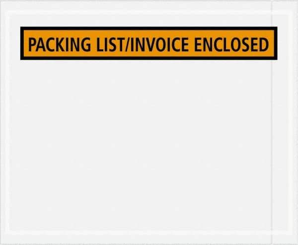 Value Collection - 1,000 Piece, 4-1/2" Long x 5-1/2" Wide, Packing List Envelope - Packing List/Invoice Enclosed, Orange - Exact Tool & Supply