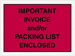 Value Collection - 1,000 Piece, 4-1/2" Long x 6" Wide, Packing List Envelope - Important Invoice and/or Packing List Enclosed, Red - Exact Tool & Supply