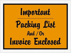 Value Collection - 1,000 Piece, 4-1/2" Long x 6" Wide, Packing List Envelope - Important Packing List And/Or Invoice Enclosed, Orange - Exact Tool & Supply