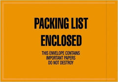 Value Collection - 1,000 Piece, 4-1/2" Long x 6" Wide, Packing List Envelope - Packing List Enclosed, Orange - Exact Tool & Supply