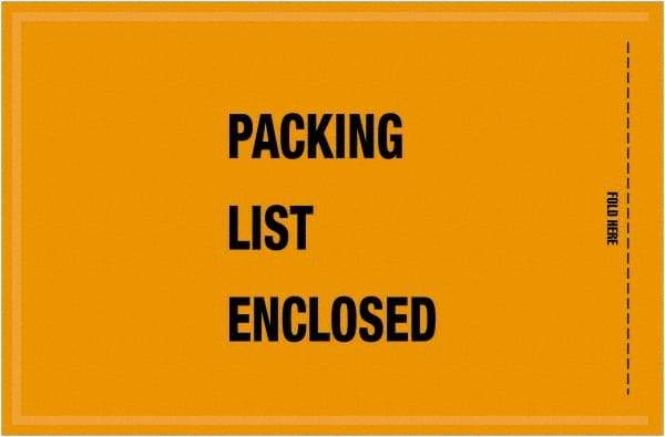 Value Collection - 1,000 Piece, 5-1/4" Long x 8" Wide, Packing List Envelope - Packing List Enclosed, Orange - Exact Tool & Supply