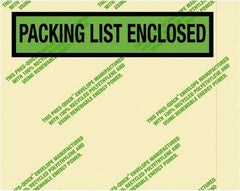 Value Collection - 1,000 Piece, 7" Long x 5-1/2" Wide, Packing List Envelope - Packing List Enclosed, Green - Exact Tool & Supply