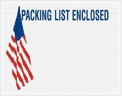 Value Collection - 1,000 Piece, 7" Long x 5-1/2" Wide, Packing List Envelope - Packing List Enclosed, Red, White & Blue - Exact Tool & Supply