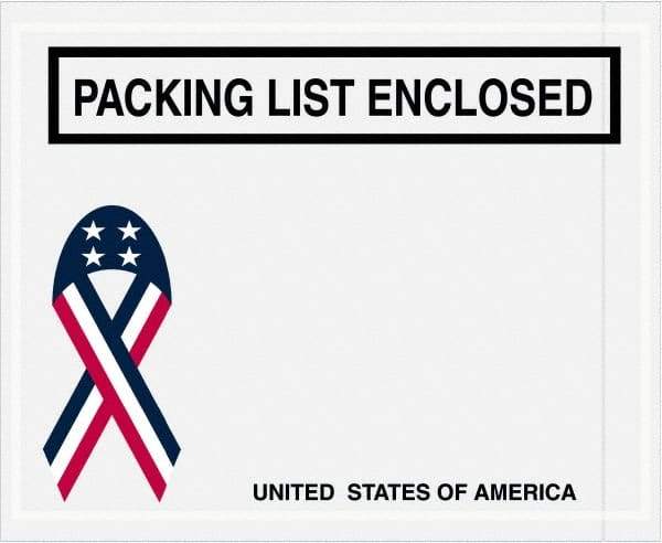 Value Collection - 1,000 Piece, 4-1/2" Long x 5-1/2" Wide, Packing List Envelope - Packing List Enclosed, Red, White & Blue - Exact Tool & Supply
