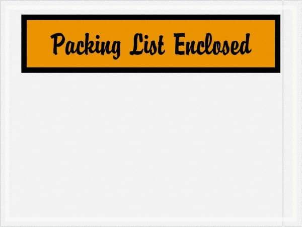 Value Collection - 1,000 Piece, 4-1/2" Long x 6" Wide, Packing List Envelope - Packing List Enclosed, Orange - Exact Tool & Supply