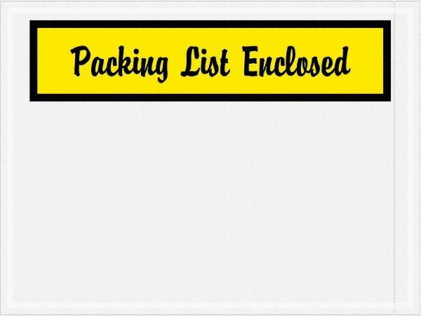 Value Collection - 1,000 Piece, 4-1/2" Long x 6" Wide, Packing List Envelope - Packing List Enclosed, Yellow - Exact Tool & Supply