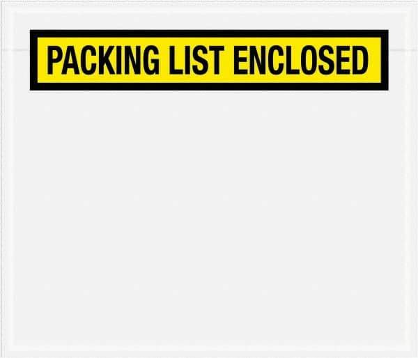 Value Collection - 1,000 Piece, 7" Long x 6" Wide, Packing List Envelope - Packing List Enclosed, Yellow - Exact Tool & Supply