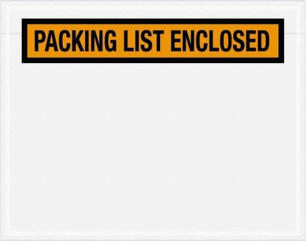 Value Collection - 1,000 Piece, 7" Long x 5-1/2" Wide, Packing List Envelope - Packing List Enclosed, Orange - Exact Tool & Supply