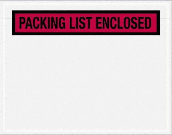 Value Collection - 1,000 Piece, 7" Long x 5-1/2" Wide, Packing List Envelope - Packing List Enclosed, Red - Exact Tool & Supply