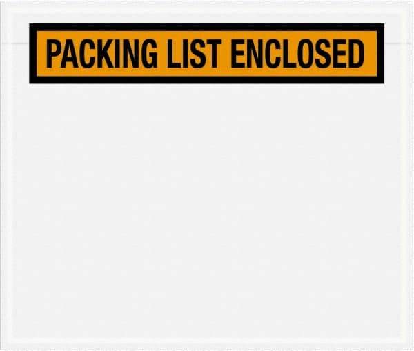 Value Collection - 1,000 Piece, 6-1/2" Long x 5" Wide, Packing List Envelope - Packing List Enclosed, Orange - Exact Tool & Supply