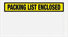 Value Collection - 1,000 Piece, 5-1/2" Long x 10" Wide, Packing List Envelope - Packing List Enclosed, Yellow - Exact Tool & Supply