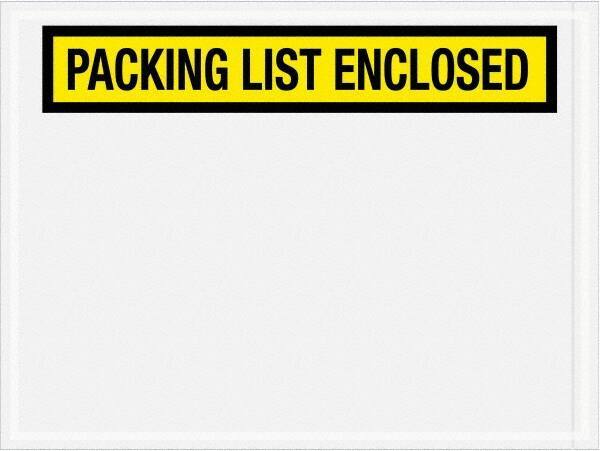 Value Collection - 1,000 Piece, 4-1/2" Long x 6" Wide, Packing List Envelope - Packing List Enclosed, Yellow - Exact Tool & Supply