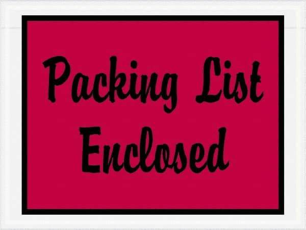 Value Collection - 1,000 Piece, 4-1/2" Long x 6" Wide, Packing List Envelope - Packing List Enclosed, Red - Exact Tool & Supply