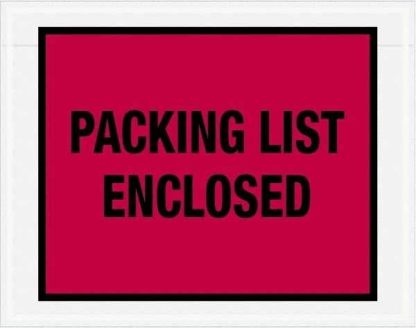 Value Collection - 1,000 Piece, 7" Long x 5-1/2" Wide, Packing List Envelope - Packing List Enclosed, Red - Exact Tool & Supply
