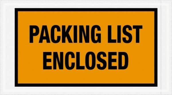Value Collection - 1,000 Piece, 5-1/2" Long x 10" Wide, Packing List Envelope - Packing List Enclosed, Orange - Exact Tool & Supply