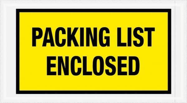 Value Collection - 1,000 Piece, 5-1/2" Long x 10" Wide, Packing List Envelope - Packing List Enclosed, Yellow - Exact Tool & Supply