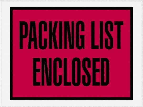 Value Collection - 1,000 Piece, 4-1/2" Long x 6" Wide, Packing List Envelope - Packing List Enclosed, Red - Exact Tool & Supply