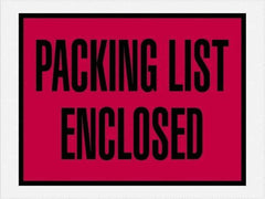 Value Collection - 1,000 Piece, 4-1/2" Long x 6" Wide, Packing List Envelope - Packing List Enclosed, Red - Exact Tool & Supply