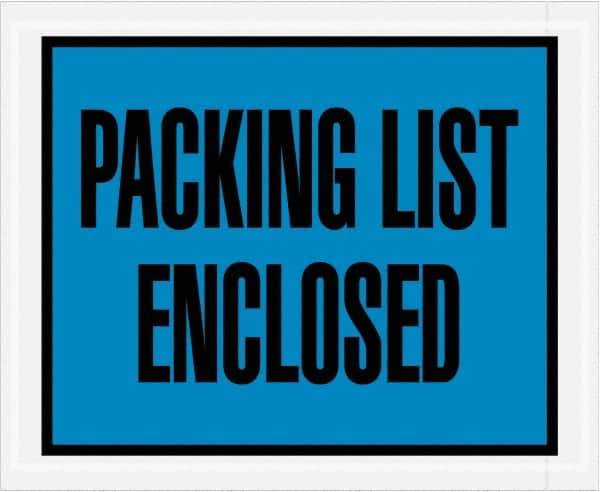 Value Collection - 1,000 Piece, 4-1/2" Long x 5-1/2" Wide, Packing List Envelope - Packing List Enclosed, Blue - Exact Tool & Supply