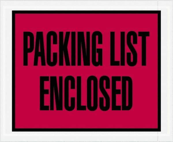 Value Collection - 1,000 Piece, 4-1/2" Long x 5-1/2" Wide, Packing List Envelope - Packing List Enclosed, Red - Exact Tool & Supply