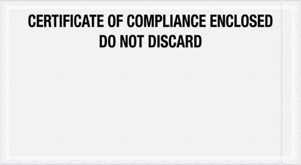 Value Collection - 1,000 Piece, 6" Long x 11" Wide, Packing List Envelope - Certificate of Compliance Enclosed, Printed Clear - Exact Tool & Supply