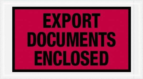 Value Collection - 1,000 Piece, 5-1/2" Long x 10" Wide, Packing List Envelope - Export Documents Enclosed, Red - Exact Tool & Supply