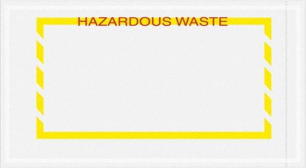 Value Collection - 1,000 Piece, 5-1/2" Long x 10" Wide, Packing List Envelope - Hazardous Waste, Yellow - Exact Tool & Supply