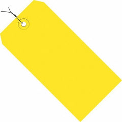 Made in USA - 3-3/4" High x 1-7/8" Long, Safety & Facility Blank Tag - Yellow Cardstock - Exact Tool & Supply