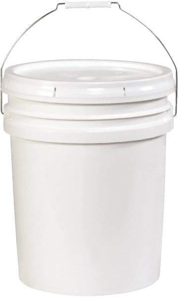 Made in USA - 5 Gal White Cylinder Metal Pail - 13-3/8" High - Exact Tool & Supply