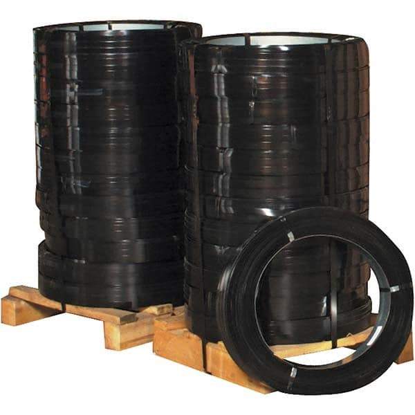 Made in USA - 535' Long x 1-1/4" Wide, Ribbon Wound Coil Steel Strapping - 7,600 Lb Capacity, 0.044" Thick - Exact Tool & Supply