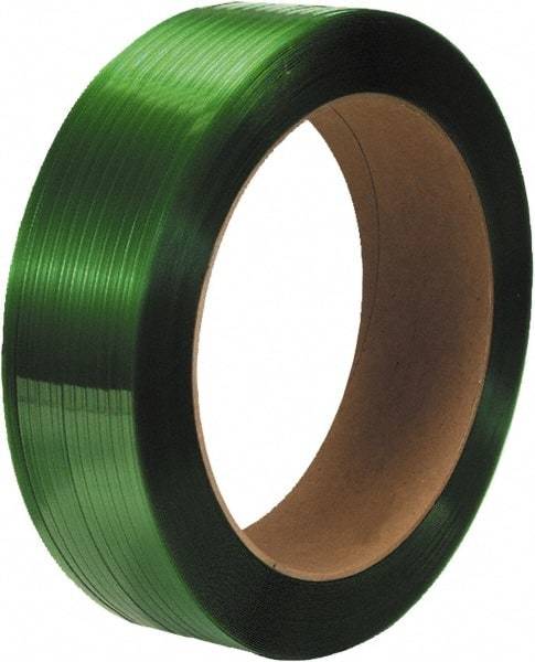 Made in USA - 3,600' Long x 1/2" Wide, Coil Case Polyester Hand Strapping - 600 Lb Capacity, 0.02" Thick - Exact Tool & Supply