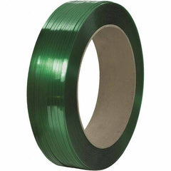 Made in USA - 9,000' Long x 1/2" Wide, Coil Case Polyester Hand Strapping - 600 Lb Capacity, 0.021" Thick - Exact Tool & Supply