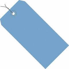 Made in USA - 3-3/4" High x 1-7/8" Long, Safety & Facility Blank Tag - Dark Blue Cardstock - Exact Tool & Supply