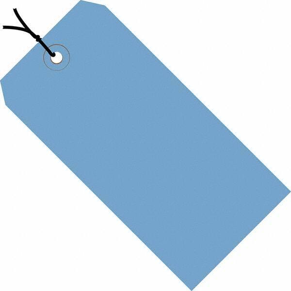 Made in USA - 4-3/4" High x 2-3/8" Long, Safety & Facility Blank Tag - Dark Blue Cardstock - Exact Tool & Supply