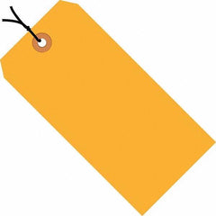 Made in USA - 4-1/4" High x 2-1/8" Long, Safety & Facility Blank Tag - Fluorescent Orange Cardstock - Exact Tool & Supply
