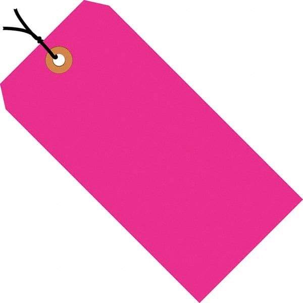 Made in USA - 4-1/4" High x 2-1/8" Long, Safety & Facility Blank Tag - Fluorescent Pink Cardstock - Exact Tool & Supply