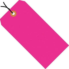Made in USA - 4-1/4" High x 2-1/8" Long, Safety & Facility Blank Tag - Fluorescent Pink Cardstock - Exact Tool & Supply