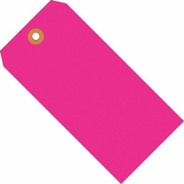 Made in USA - 5-1/4" High x 2-5/8" Long, Safety & Facility Blank Tag - Fluorescent Pink Cardstock - Exact Tool & Supply