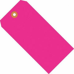 Made in USA - 5-1/4" High x 2-5/8" Long, Safety & Facility Blank Tag - Fluorescent Pink Cardstock - Exact Tool & Supply